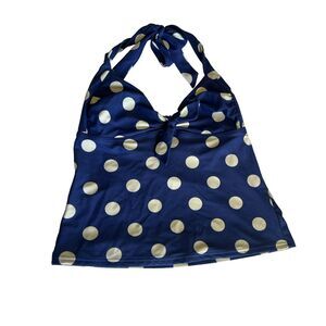 Boden Blue with White Polka Dot Halter One-Piece Swim Top